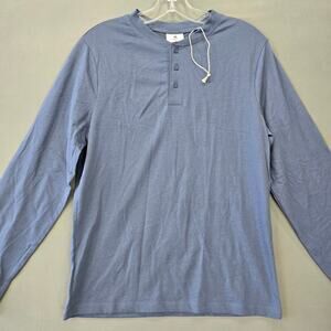 Royal Class Blue Henley Shirt Classic Long Sleeve Button Crew NEW Men Size S Top